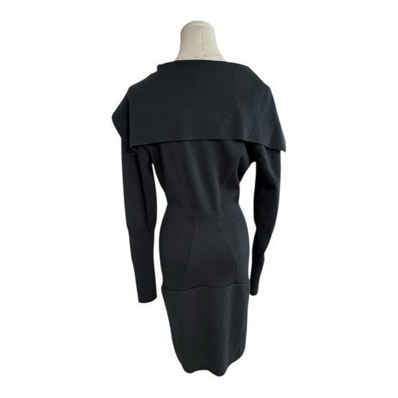 Azzedine Alaïa Gray Mini Dress Vintage 1980’s Wool Blend Luxury Size L Collar - Picture 3 of 12